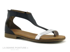 Achat chaussures Jordana Femme Entre-doigts, vente Jordana 3594 - Bleu marine et argent - Sandale Femme avec zip