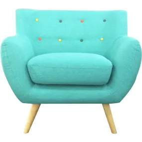 Fauteuil scandinave avec boutons multicolores LIZZY Turquoise | 3 Suisses