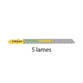 Lot de 5 lames de scie sauteuse bois coupe fine S 75/2,5 R/5 FESTOOL